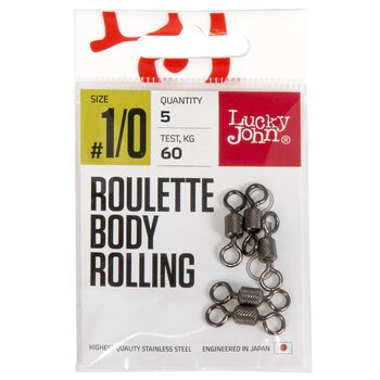 Вертлюги Lucky John Pro Series Roulette Body Rolling №1/0 60кг 5шт