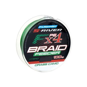Плетеный шнур Flagman S-River Braid PE Hybrid F4 Feeder 100м 0.16мм 10.1кг Grass Camo
