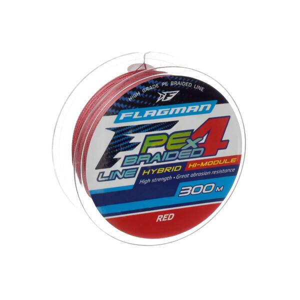 Плетеный шнур Flagman Hybrid F4 300м 0.40мм 25.0кг Red