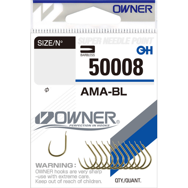 Одинарные крючки Owner 50008 Ama BL gold Gold №1 9шт