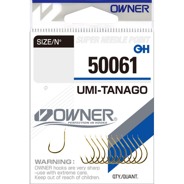 Одинарные крючки Owner 50061 Umi Tanago gold Gold №4 11шт