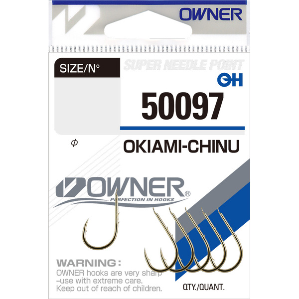 Одинарные крючки Owner 50097 Okiami Chinu gold Gold №1/0 5шт