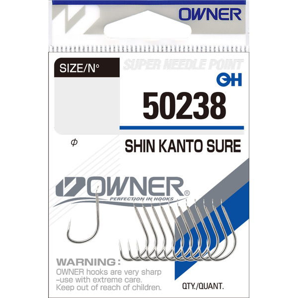 Одинарные крючки Owner 50238 Shin Kanto Sure nickel Nickel №2/0 7шт