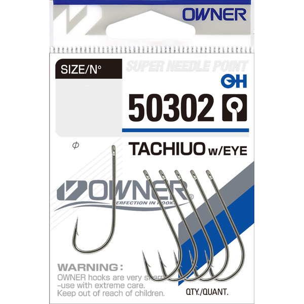 Одинарные крючки Owner 50302 Tachiuo w/eye nickel Nickel №1 5шт