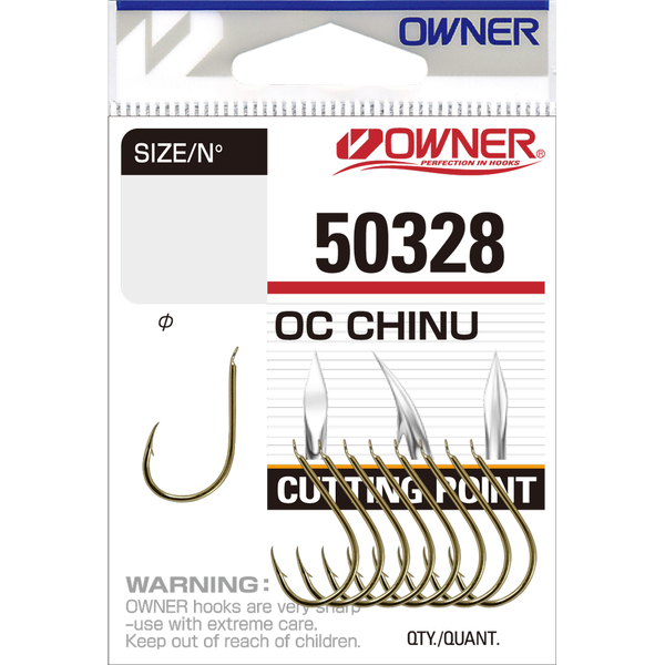 Одинарные крючки Owner 50328 Cut Chinu gold Gold №1/0 8шт
