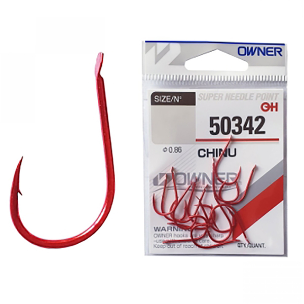 Одинарные крючки Owner 50342 Chinu red Red №1 14шт