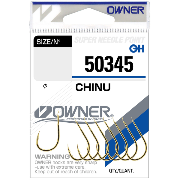 Одинарные крючки Owner 50345 Chinu gold Gold №2/0 7шт