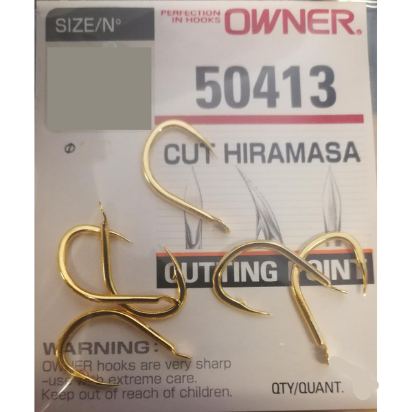Одинарные крючки Owner 50413 Cut Hiramasa gold Gold №1/0 6шт