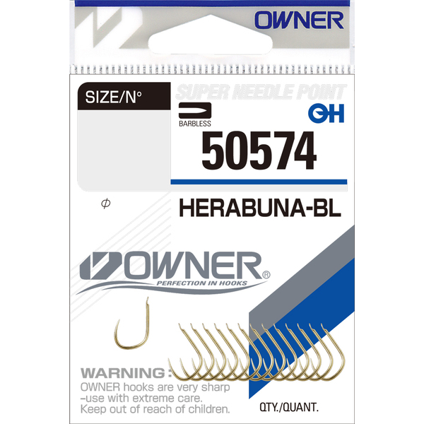 Одинарные крючки Owner 50574 Herabuna-BL gold Gold №8 14шт