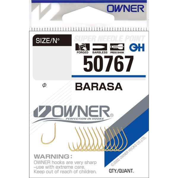 Одинарные крючки Owner 50767 Barasa gold Gold №7 12шт