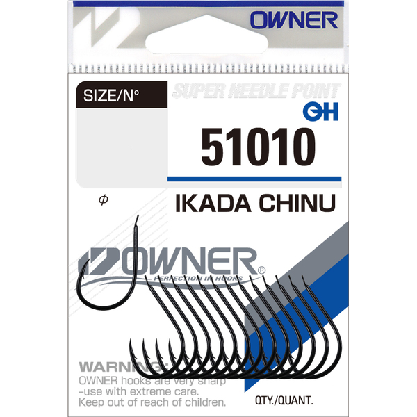 Одинарные крючки Owner 51010 Ikada Chinu black Black №1/0 13шт