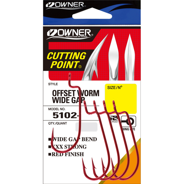 Офсетные крючки Owner Offset Shank Wide Gap red красный №5/0 5шт