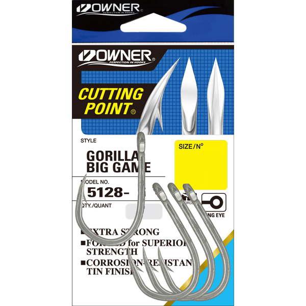 Одинарные крючки Owner 5128 Gorilla Big Game TIN Silver №6/0 4шт