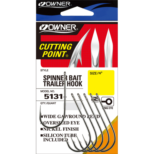 Одинарные крючки Owner 5131 Spinnerbait Trailer nickel Nickel №2/0 7шт