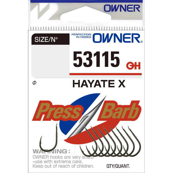 Одинарные крючки Owner 53115 Hayate X sweet shrimp Никель №6 9шт