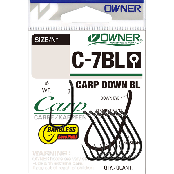 Одинарные крючки Owner 53271 Carp Down Barbless Black Chrome №4 8шт