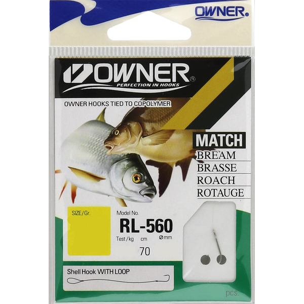 Одинарные крючки с поводками Owner RL-560 White №10 10шт
