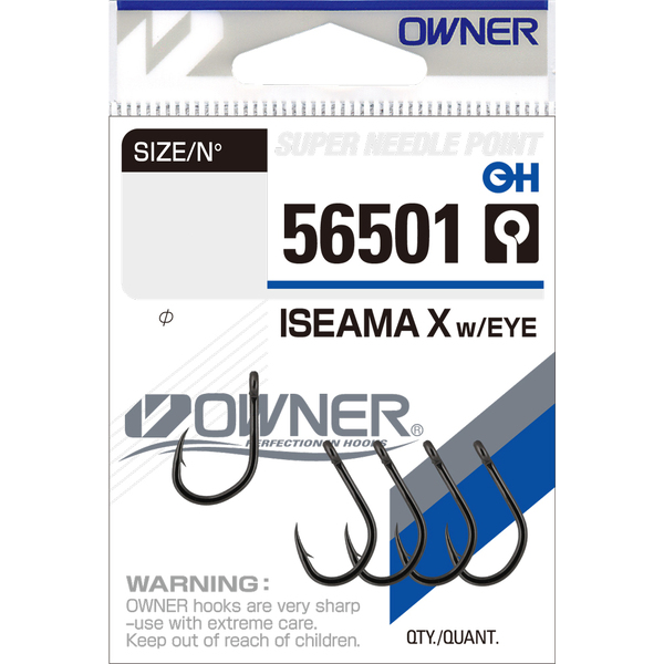 Одинарные крючки Owner 56501 Iseama X w/eye Black Chrome №1/0 3шт