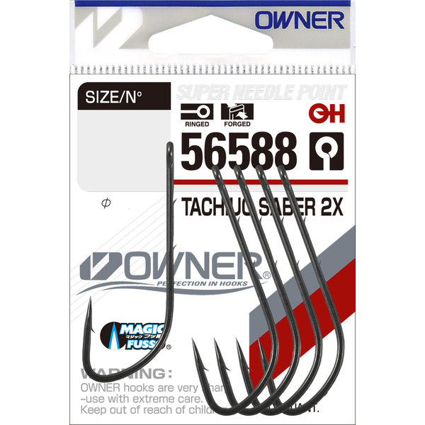 Одинарные крючки Owner 56588 Tachiuo Saber 2X teflon Teflon №4/0 4шт