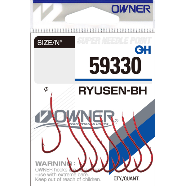 Одинарные крючки Owner 59330 Ryusen BH red Red №2/0 4шт