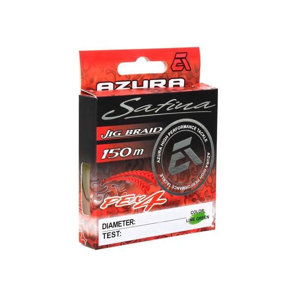 Плетеный шнур Azura Safina PE Х4 II 150м 0.104мм 3.2кг Lime Green