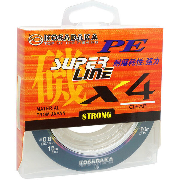 Плетеный шнур Kosadaka Super Line PE X4 0.4PE 150м 0.10мм 3.2кг белый