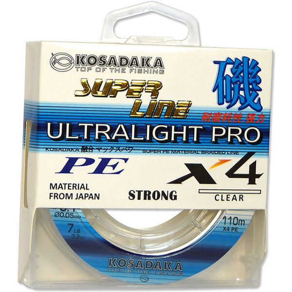 Плетеный шнур Kosadaka Super Line PE X4 Ultralight Pro 110м 0.08мм 4.9кг белый