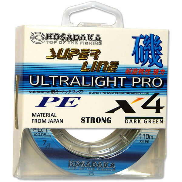 Плетеный шнур Kosadaka Super Line PE X4 Ultralight Pro 110м 0.05мм 3.2кг темно зеленый