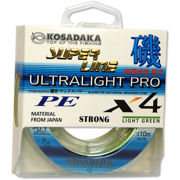 Плетеный шнур Kosadaka Super Line PE X4 Ultralight Pro 0.4PE 110м 0.10мм 5.7кг светло-зеленый