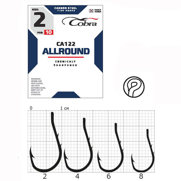 Одинарные крючки Cobra Allround CA122 бронза №6 10шт