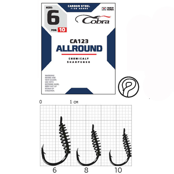 Одинарные крючки Cobra Allround CA123 черный №10 10шт