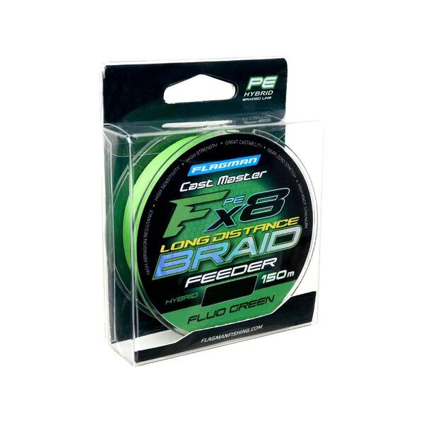 Плетеный шнур Flagman Cast Master Long Distance F8 Feeder 150м 0.14мм 9.5кг Fluo Green