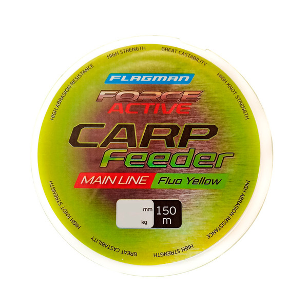Леска Flagman Force Active Carp Feeder Main Line 150м 0.255мм 5.0кг желтый флуоресцентный