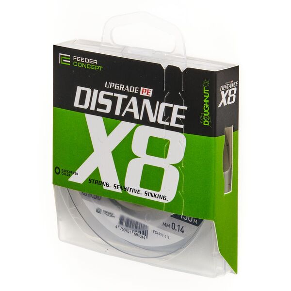 Плетеный шнур Feeder Concept Distance х8 Braid Dark Green 150м 0.8PE 0.14мм 5.5кг Dark Green
