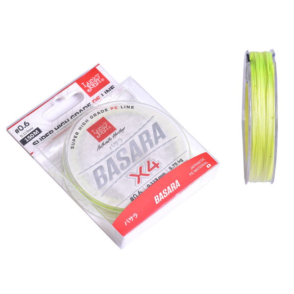 Плетеный шнур Lucky John Basara 150м 0.6PE 0.11мм 5.75кг Light Green
