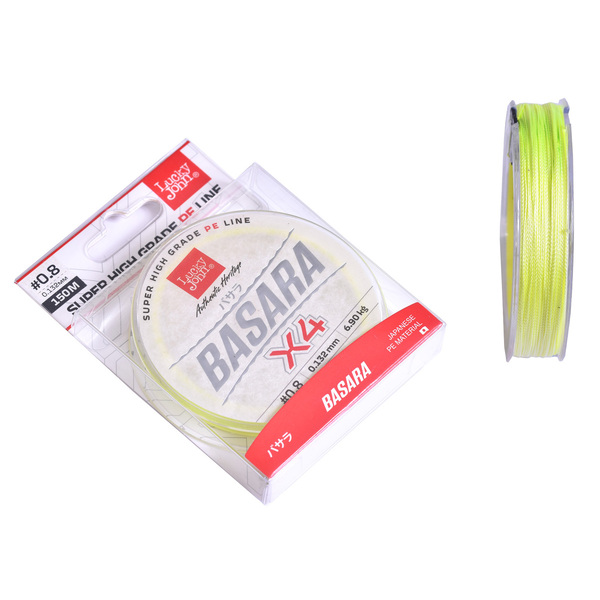 Плетеный шнур Lucky John Basara 150м 0.8PE 0.13мм 6.9кг Light Green