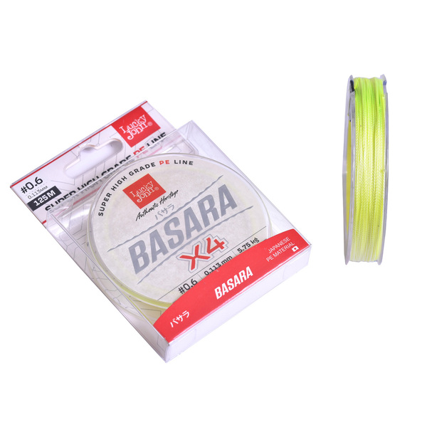 Плетеный шнур Lucky John Basara 125м 0.6PE 0.11мм 5.75кг Light Green