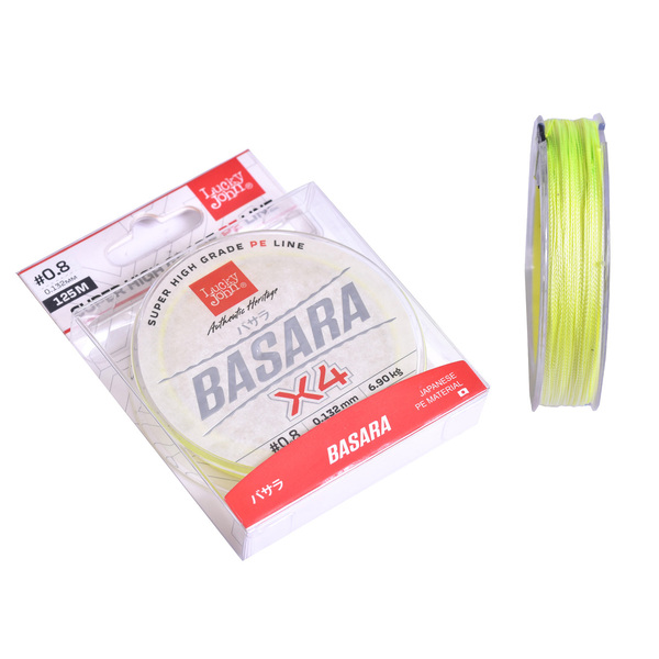 Плетеный шнур Lucky John Basara 125м 0.8PE 0.13мм 6.9кг Light Green