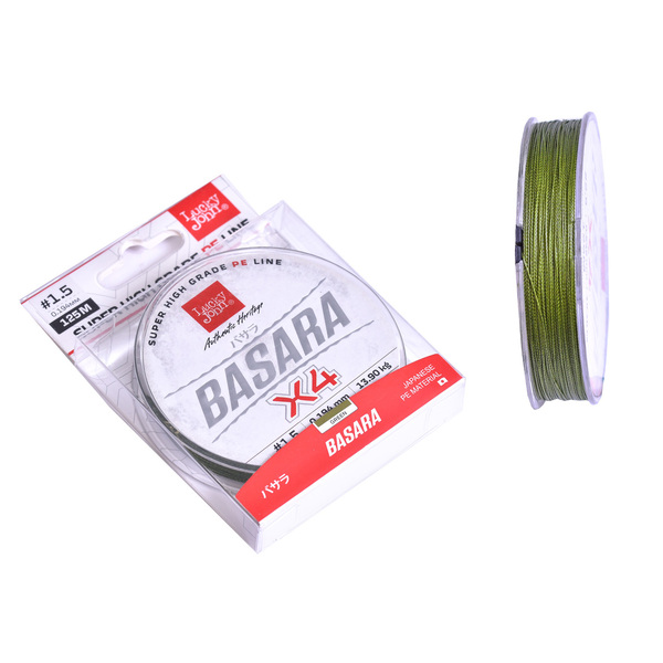 Плетеный шнур Lucky John Basara 125м 1.5PE 0.19мм 13.9кг Green