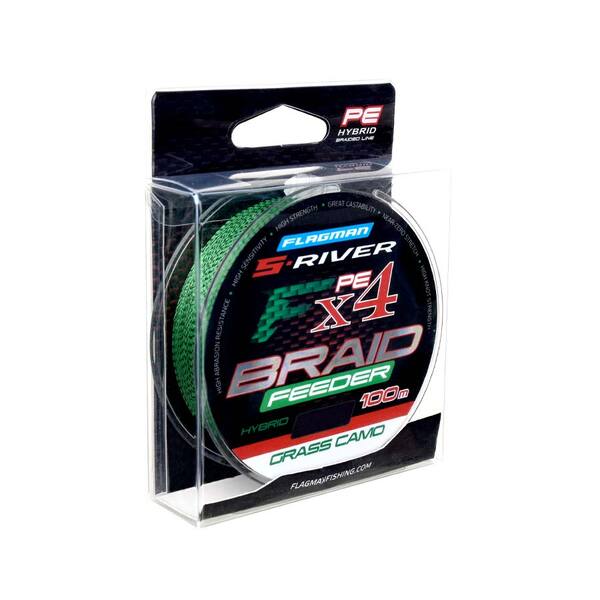 Плетеный шнур Flagman S-River Braid PE Hybrid F4 Feeder 100м 0.12мм 7.0кг Grass Camo