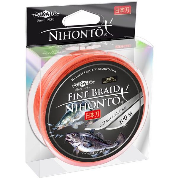 Плетеный шнур Mikado Nihonto Fine Braid 100м 0.35мм 33.40кг orange