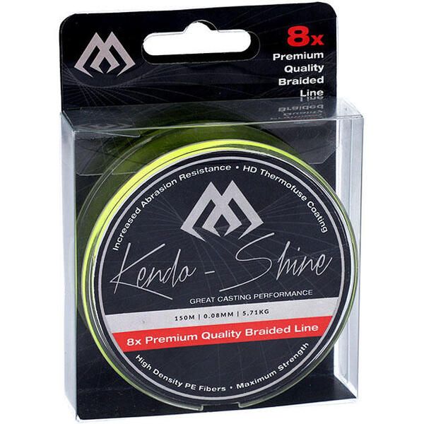 Плетеный шнур Mikado Kendo Shine 8-x HDPE 150м 0.10мм 8.23кг yellow